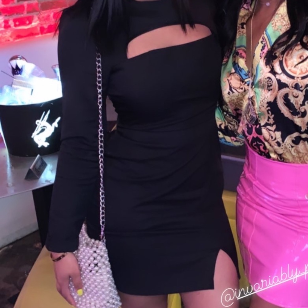 Black Cut Out Dress with Front Split and Back Zipper. Size Small. Worn once.